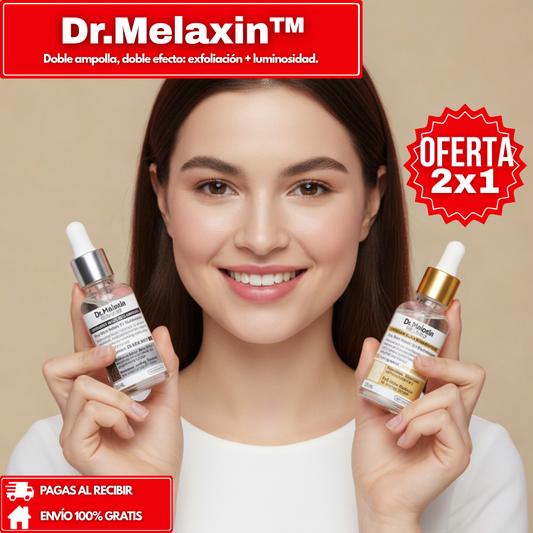 2x1 en Dr.Meloxin™ — doble ampolla, doble efecto: exfoliación + luminosidad en un solo paso.