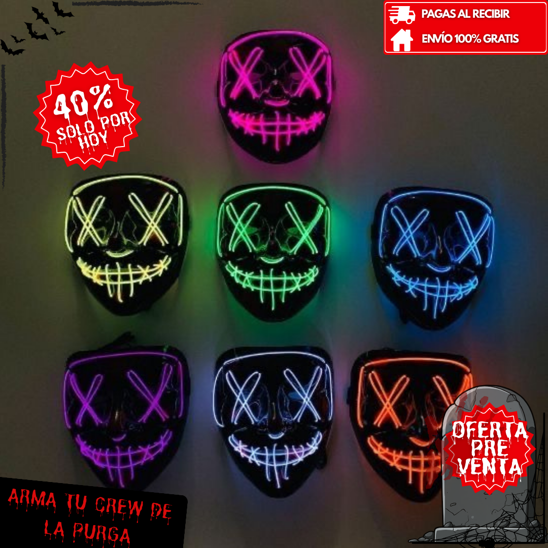 🎃 Oferta Especial Halloween: Máscara LED La Purga con 40% OFF