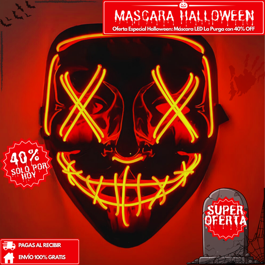 🎃 Oferta Especial Halloween: Máscara LED La Purga con 40% OFF